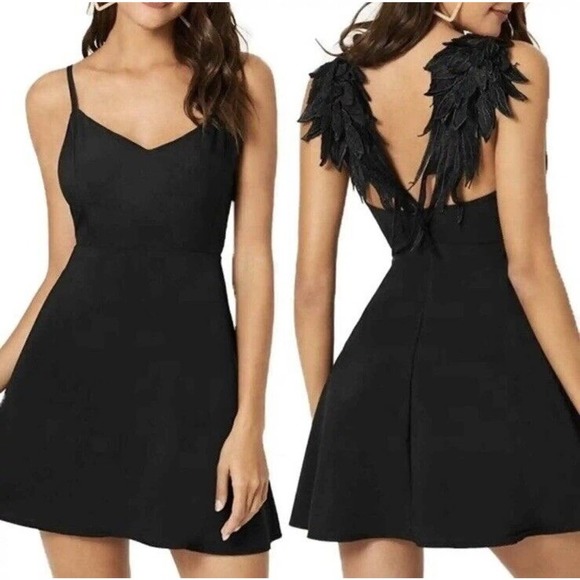 Choles Dresses & Skirts - Choles Black Wing Back Skater Dress Medium